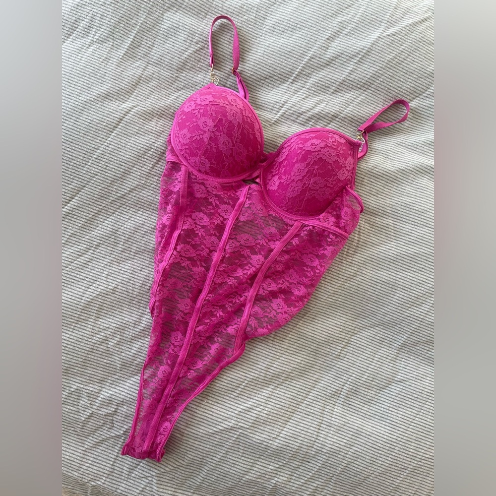 Hot Pink Lace Bodysuit